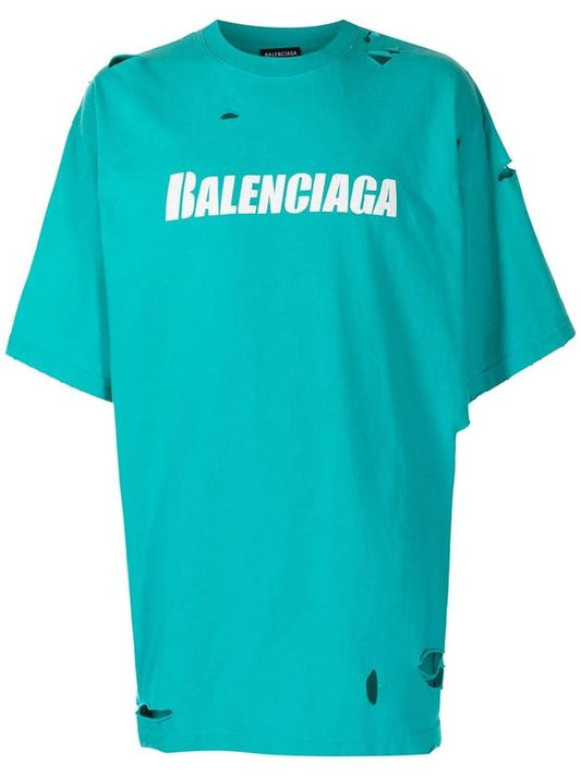 Balenciaga Turquoise T-shirt White